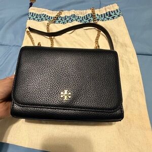 Tory Burch Black Pebbled Leather Crossbody Bag
